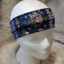Load image into Gallery viewer, Tiny Wildflowers on Navy Blue Tiny Wildflowers on Navy Blue Snazzy headwear