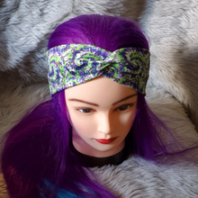 Load image into Gallery viewer, Green and Purple Tye Dye Swirls Green and Purple Tye Dye Swirls Snazzy headwear