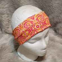 Load image into Gallery viewer, Pink and Yellow Tye Dye Swirls Pink and Yellow Tye Dye Swirls Snazzy headwear