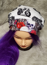 Load image into Gallery viewer, Bikes, Roses, and Skulls O My Bikes, Roses, and Skulls O My Snazzy headwear