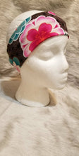 Load image into Gallery viewer, Pink &amp; Blue Floral on Olive Pink &amp; Blue Floral on Olive Snazzy headwear